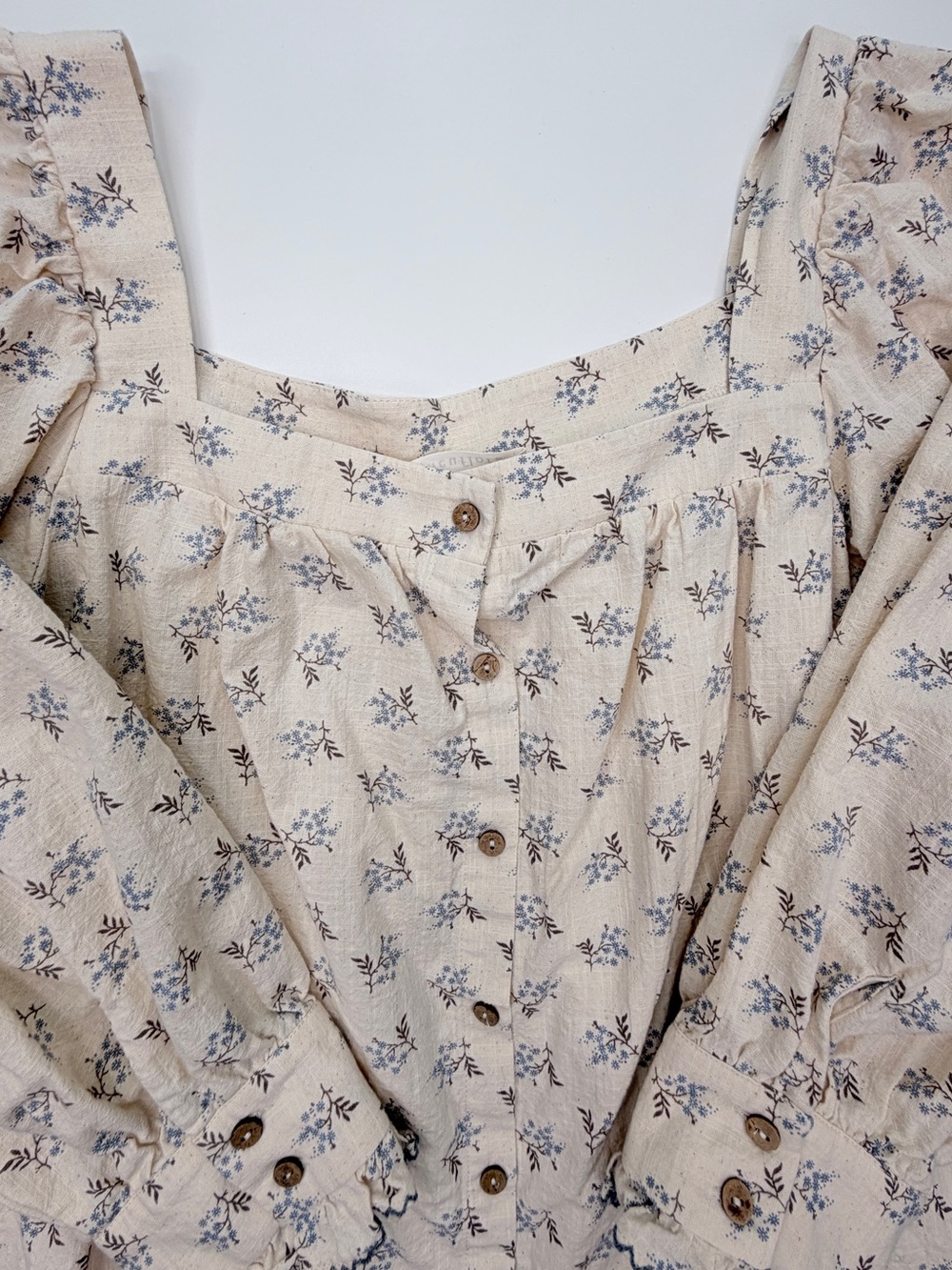 Women's Cream Floral Square-Neck Blouse - Picture 7 of 16